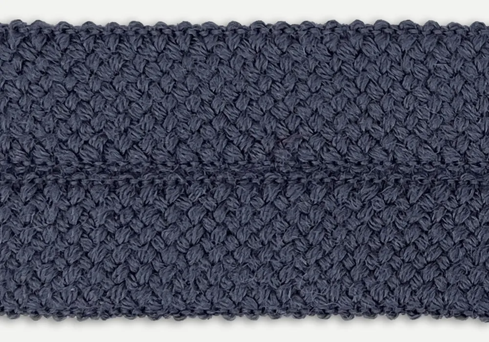 1 1/4" Charcoal Grey Textured Fold-Over Wool Trim (Made in Japan)