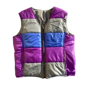 1980s Reversible Striped Colorblock Puffer Vest