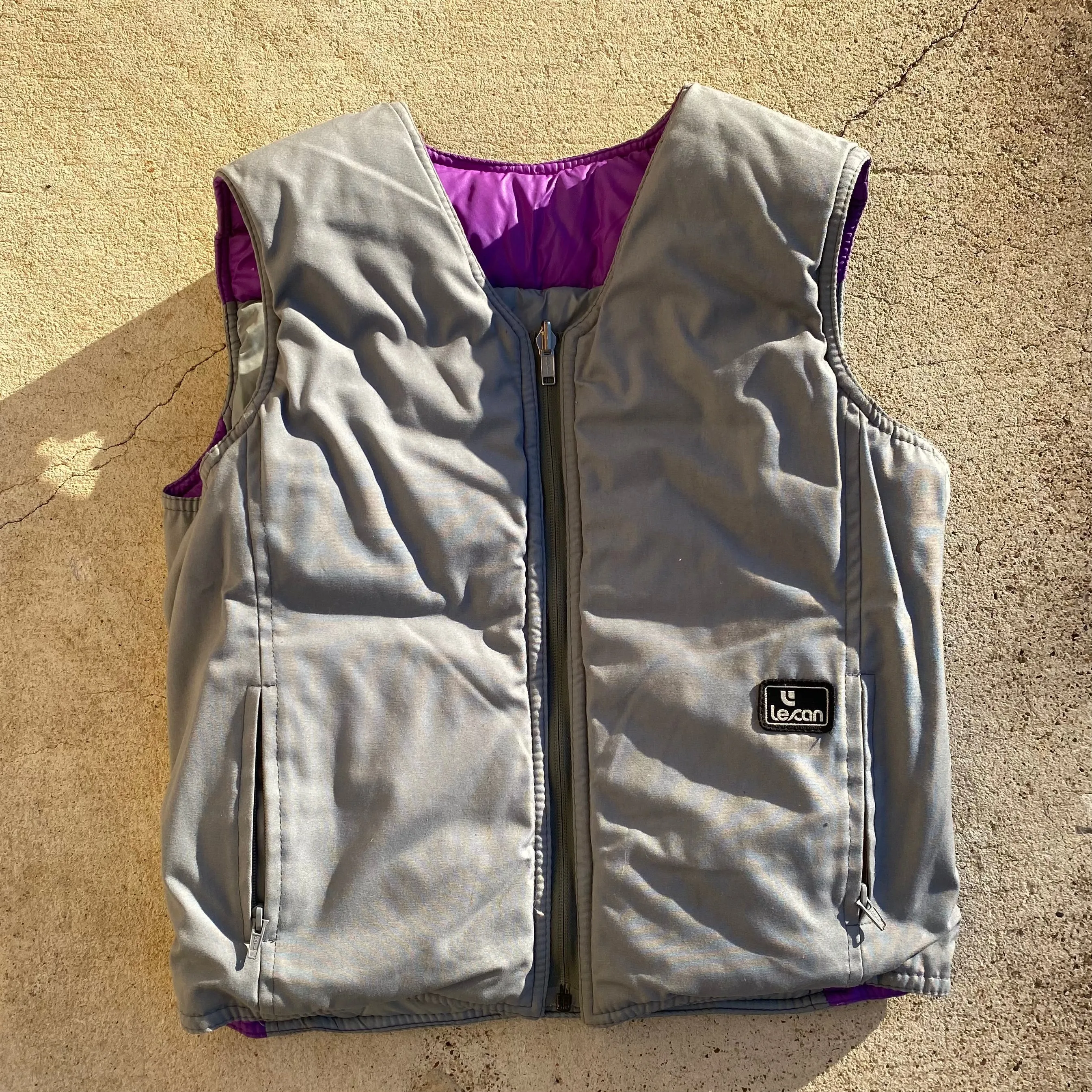 1980s Reversible Striped Colorblock Puffer Vest