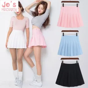 2018 New Spring high waist ball pleated skirts Harajuku Denim Skirts solid a-line sailor skirt Plus Size Japanese school uniform