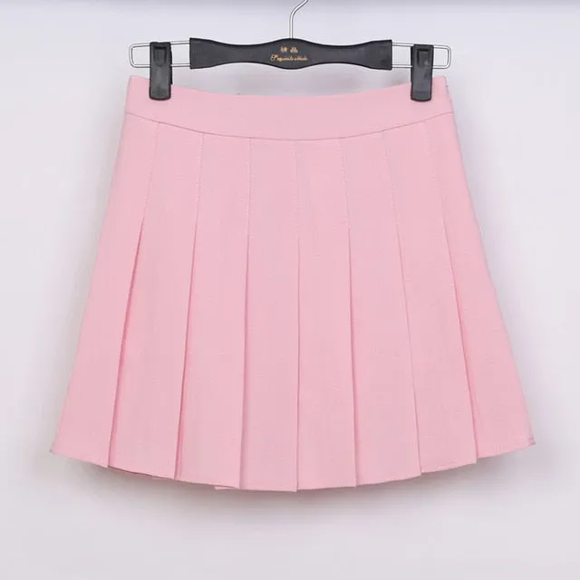 2018 New Spring high waist ball pleated skirts Harajuku Denim Skirts solid a-line sailor skirt Plus Size Japanese school uniform