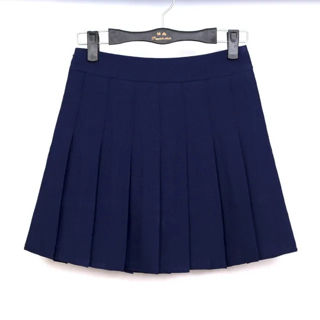 2018 New Spring high waist ball pleated skirts Harajuku Denim Skirts solid a-line sailor skirt Plus Size Japanese school uniform