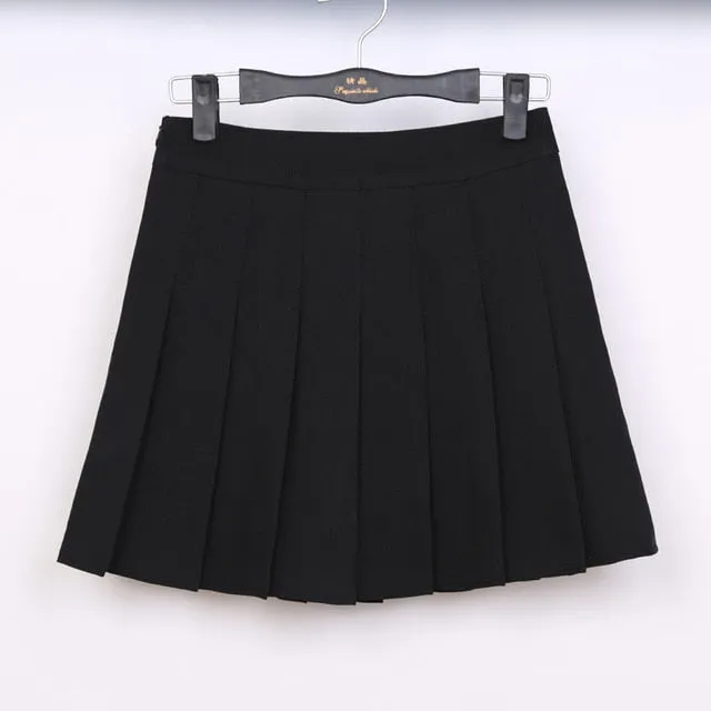 2018 New Spring high waist ball pleated skirts Harajuku Denim Skirts solid a-line sailor skirt Plus Size Japanese school uniform