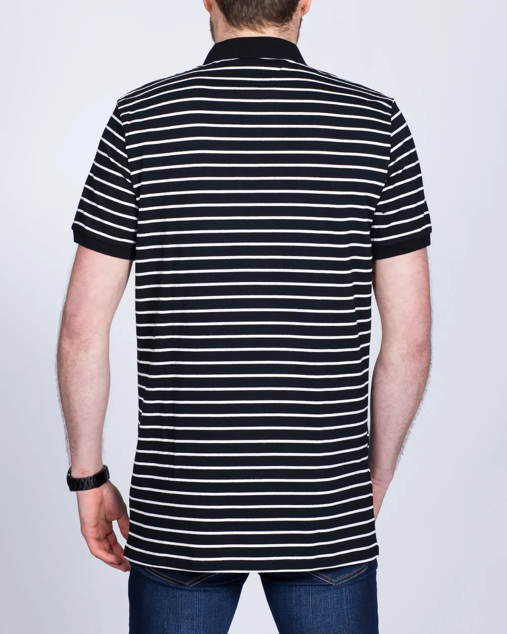 2t Slim Fit Tall Striped Polo Shirt (black)