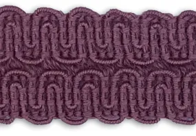 7/8" Mauve Braided Wool Fold-Over Gimp Trim (Made in Japan)