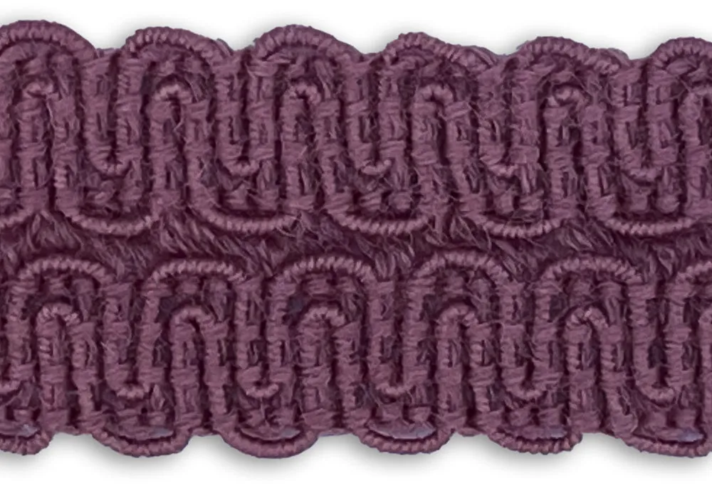 7/8" Mauve Braided Wool Fold-Over Gimp Trim (Made in Japan)