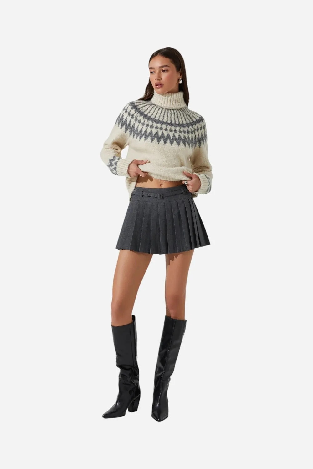 ASTR Hina Pleated Skort in Grey