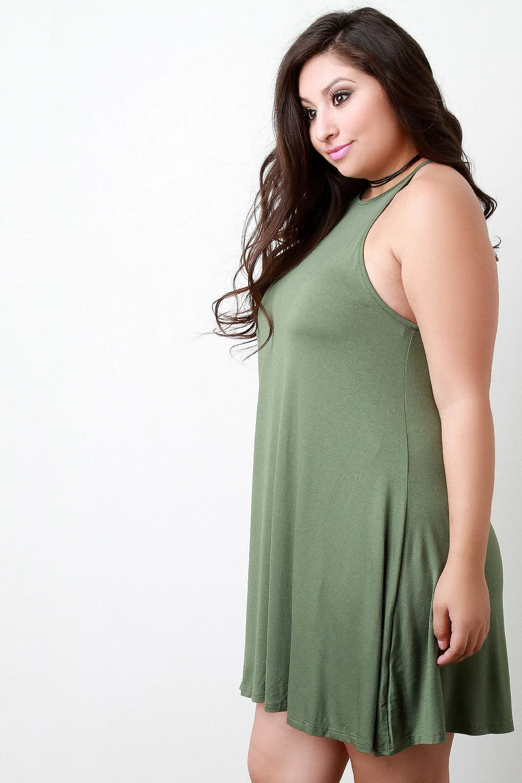 Basic Jersey Knit Sleeveless Shift Dress