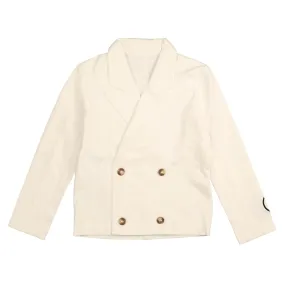 Belati Double Breasted Collared Jersey Jacket With Sailor Embroidery