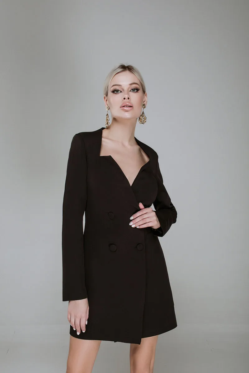 Black Double Breasted Blazer Dress