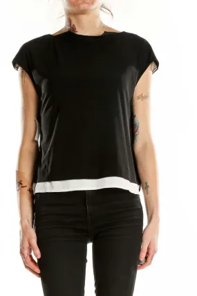 Black Layered Cap Sleeve Top