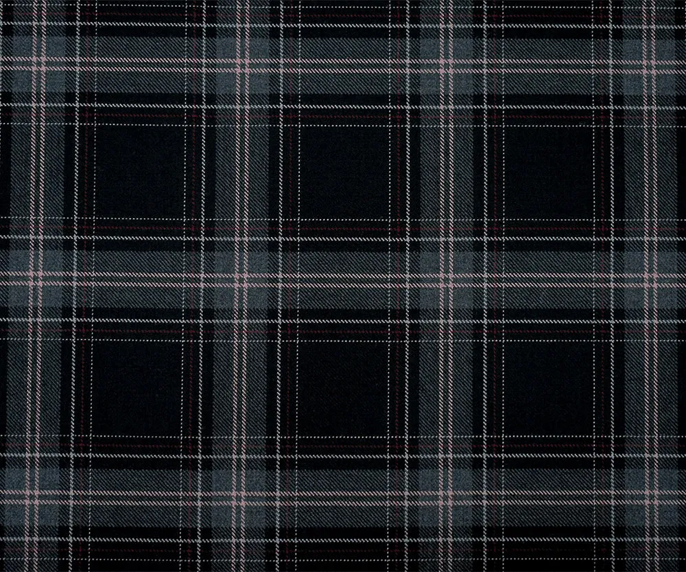 Black-Pink-Multi Poly-Wool Plaid Twill Woven Suiting Fabric