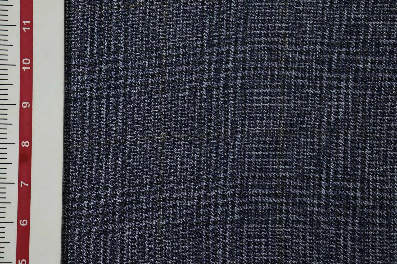 Blue & Black Checks Linen Wool Silk Fabric