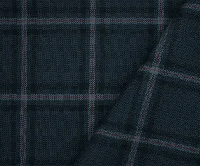 Blue-Red-Black Polyester Wool Plaid Woven Shirting Fabric