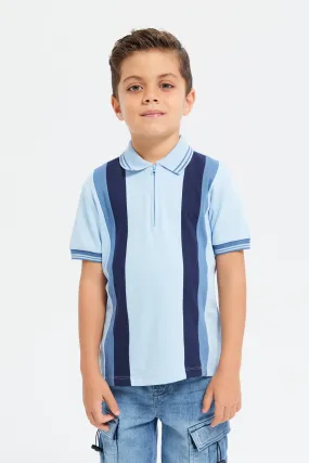 Boys Short Sleeve Striped Polo T-Shirt