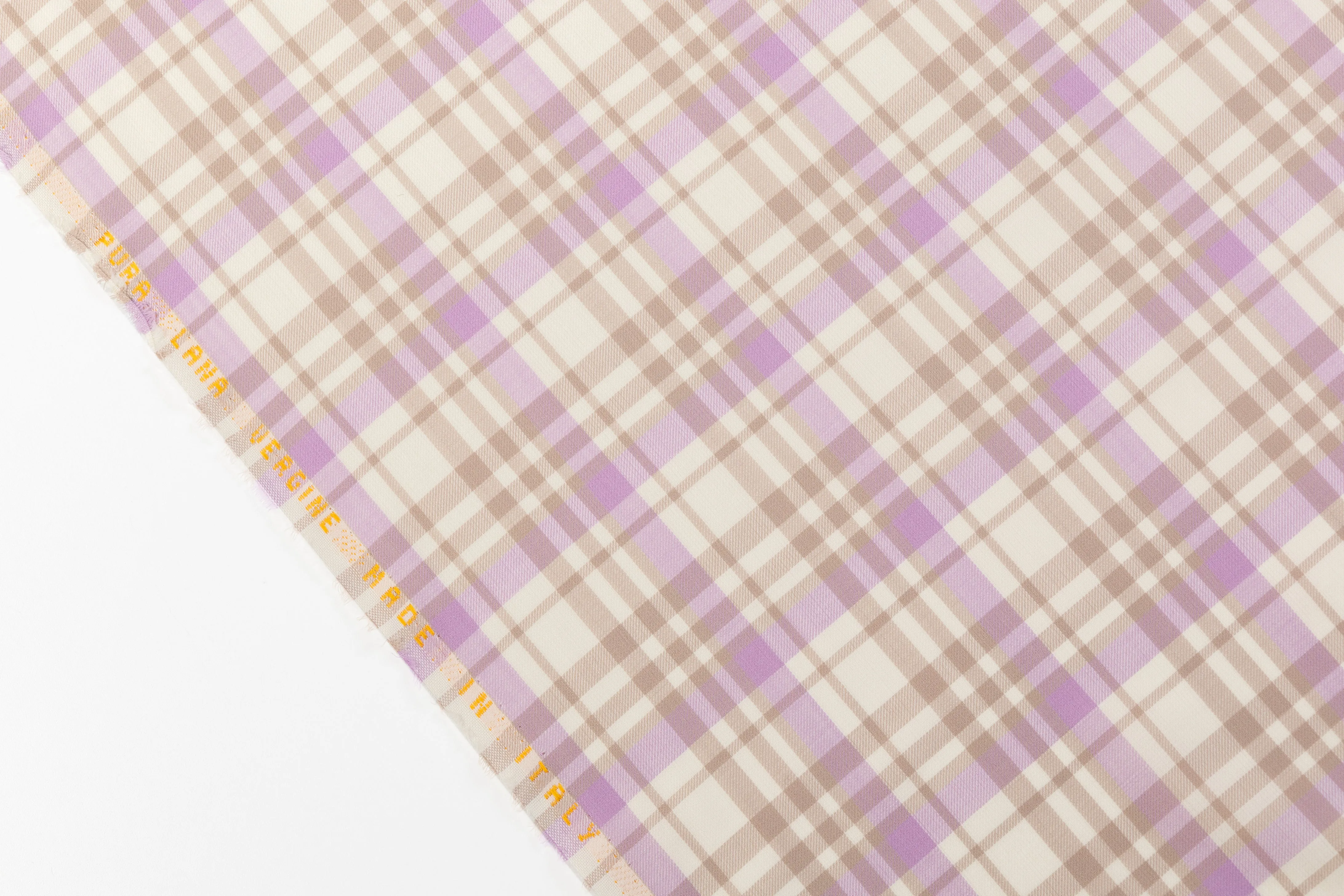 Checked Italian Wool Suiting - Purple / Taupe