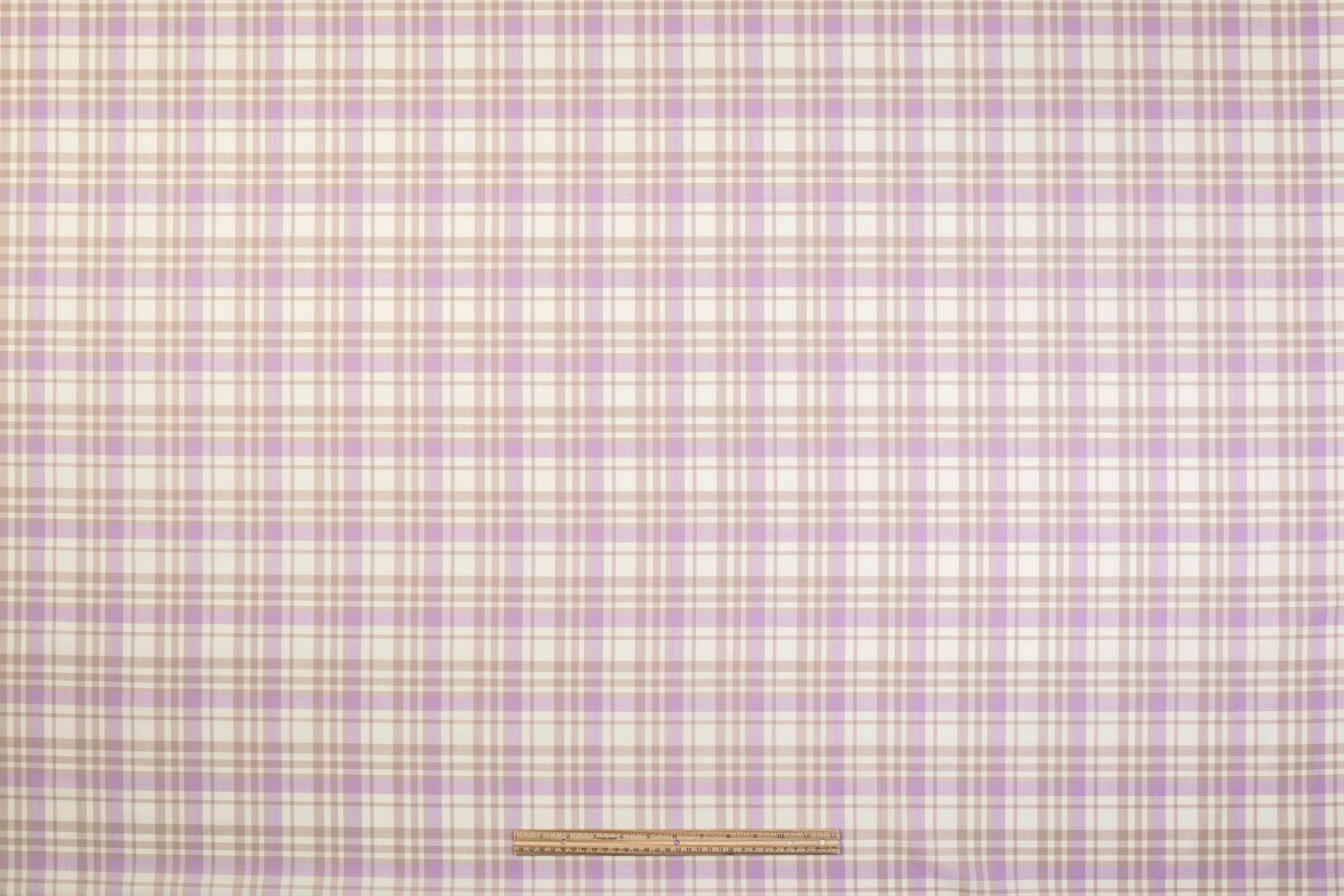 Checked Italian Wool Suiting - Purple / Taupe