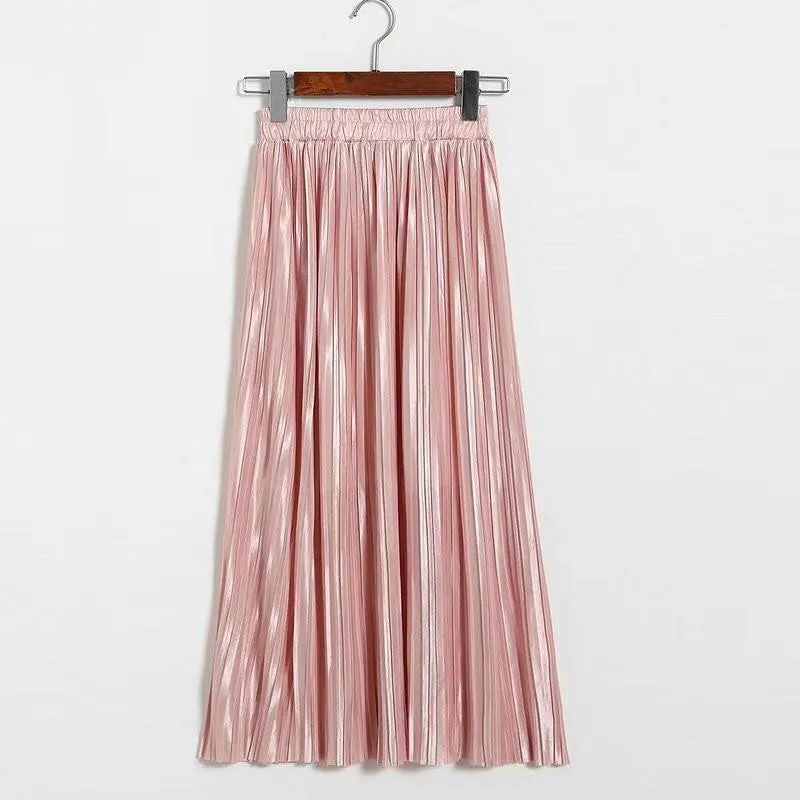 Classic Flowy Chiffon Pleated Midi Skirt Long Length