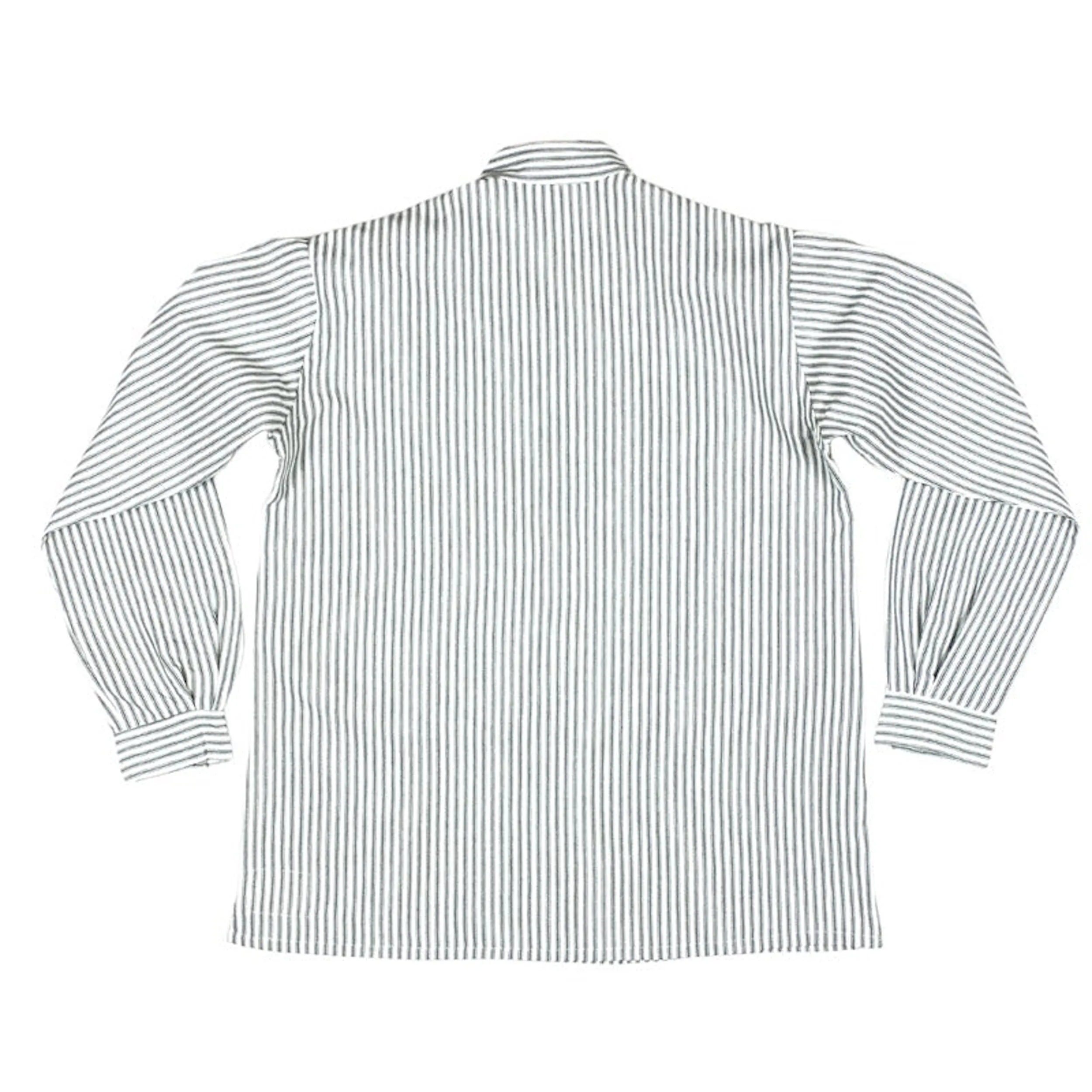 Collarless Ticking Work Shirt