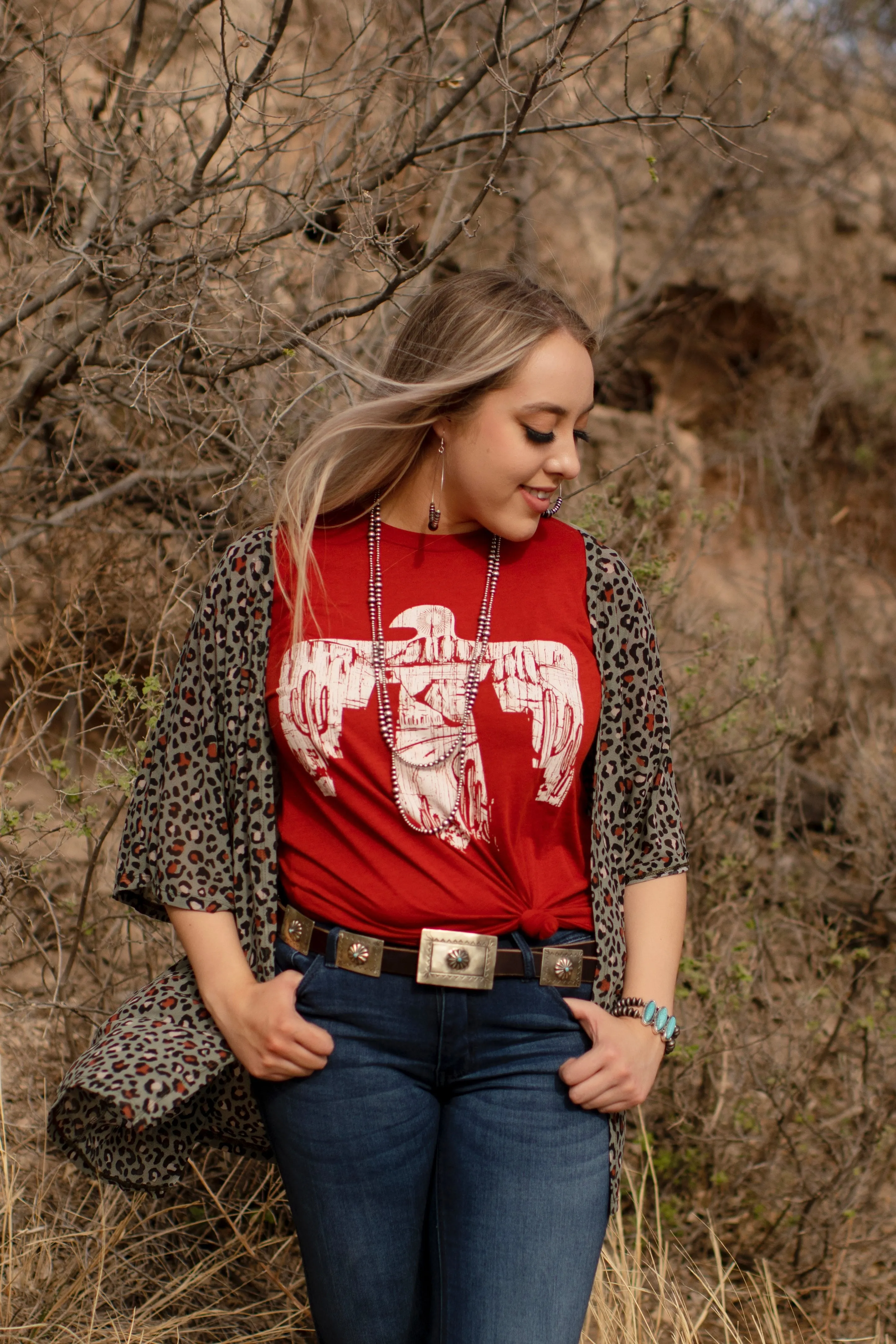 Desert Scene Thunderbird Tee with White Ink