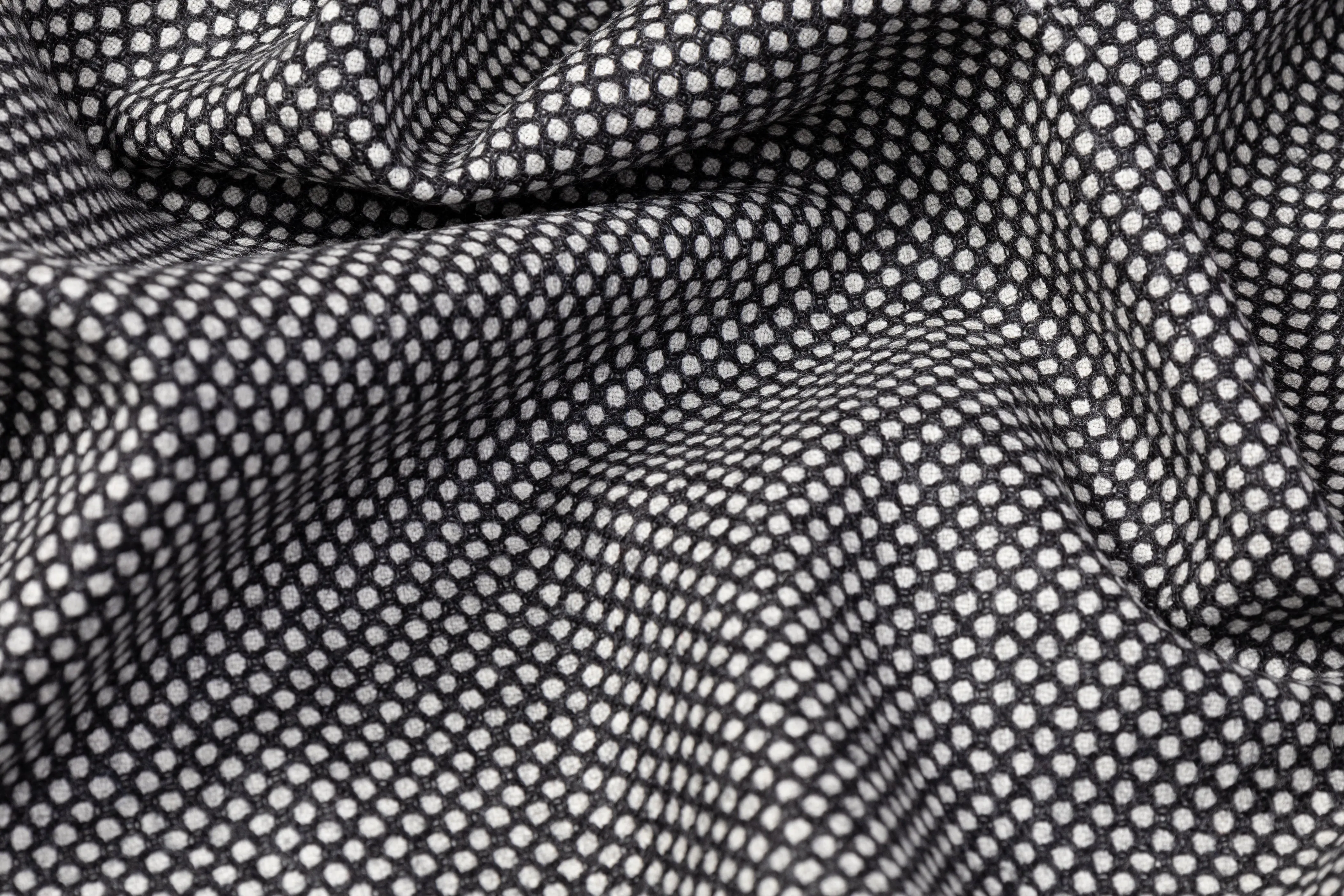 Dotted Italian Wool Suiting - Black / White