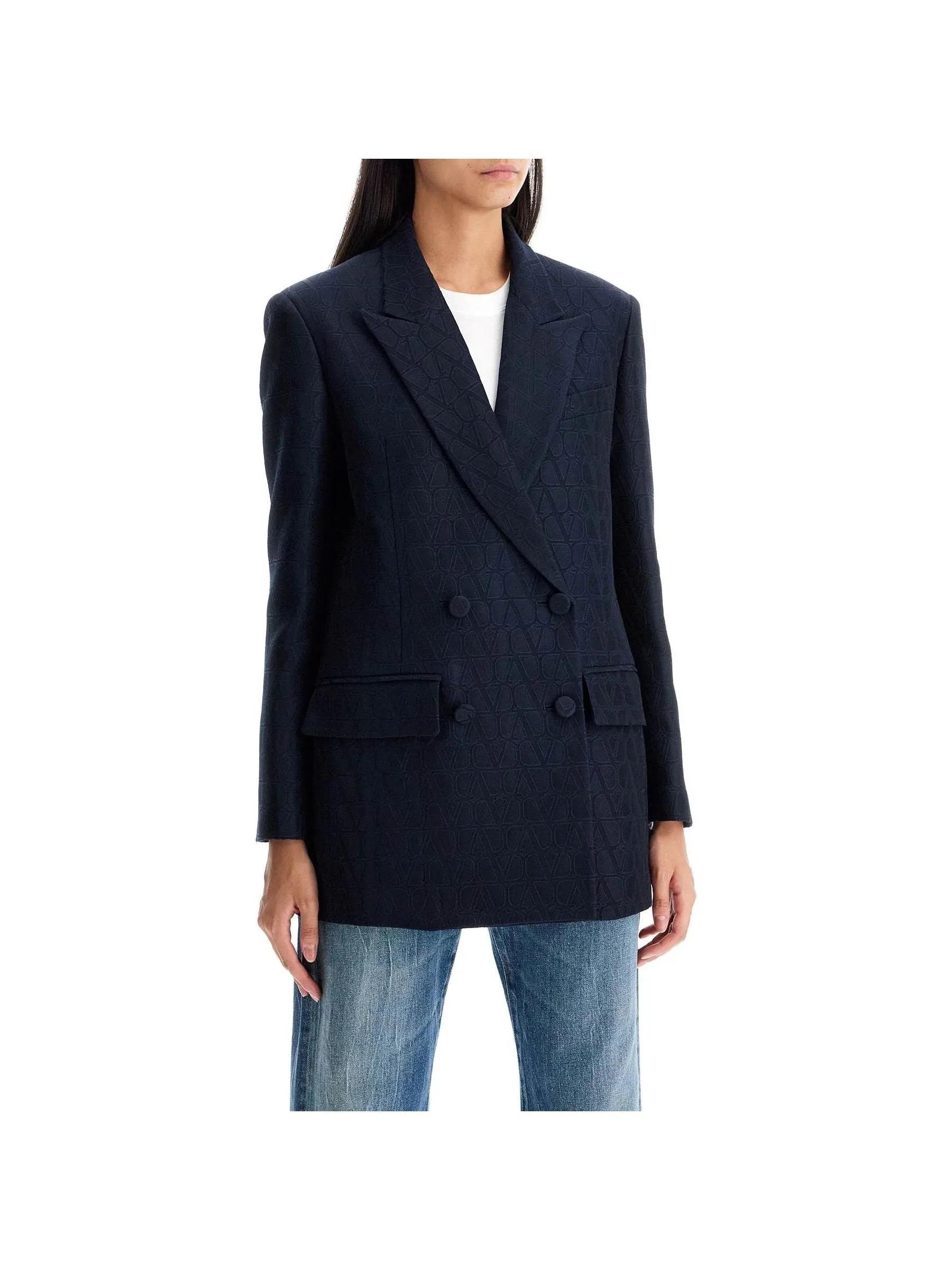 Double-Breasted Toile Blazer