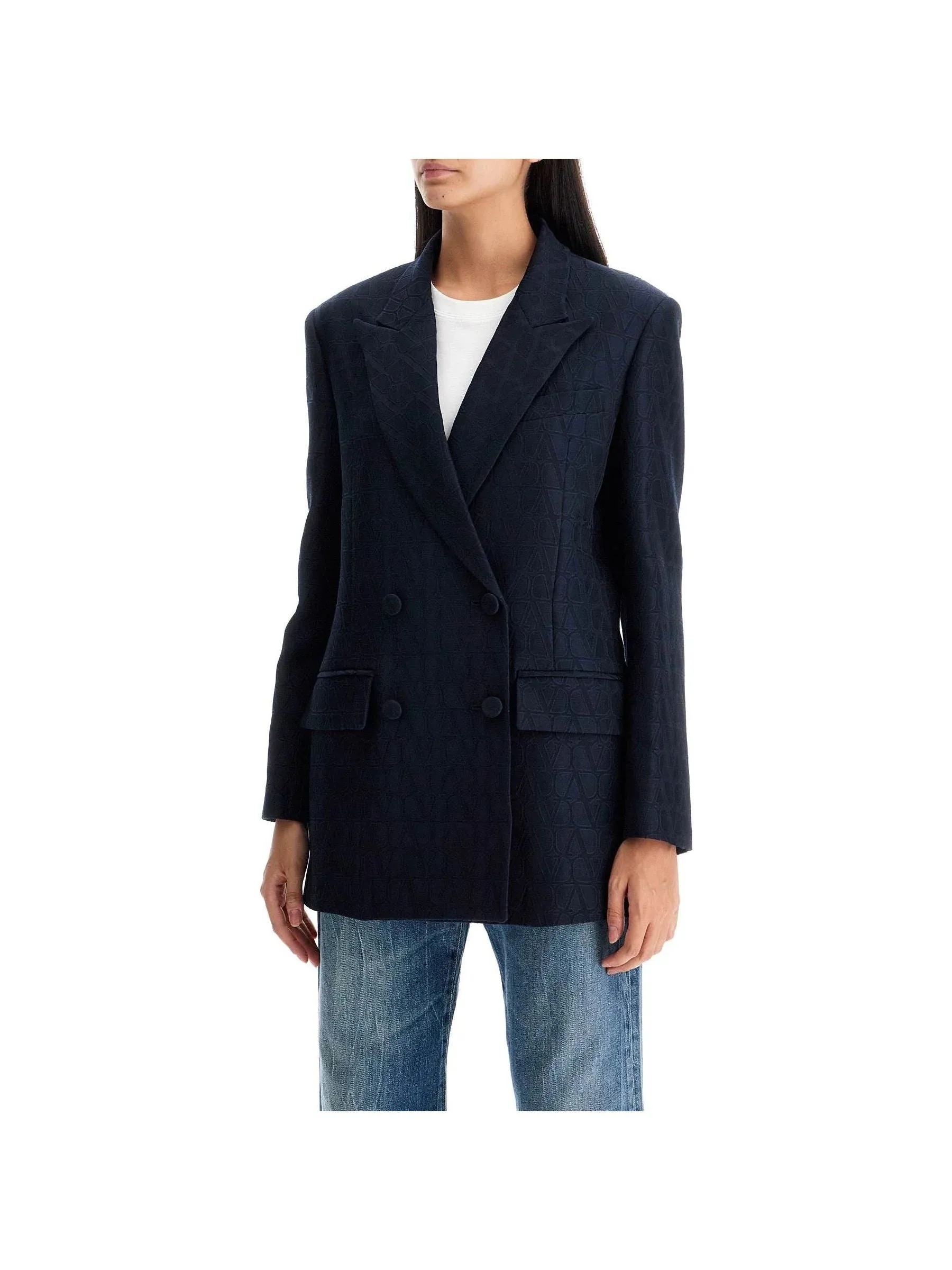 Double-Breasted Toile Blazer