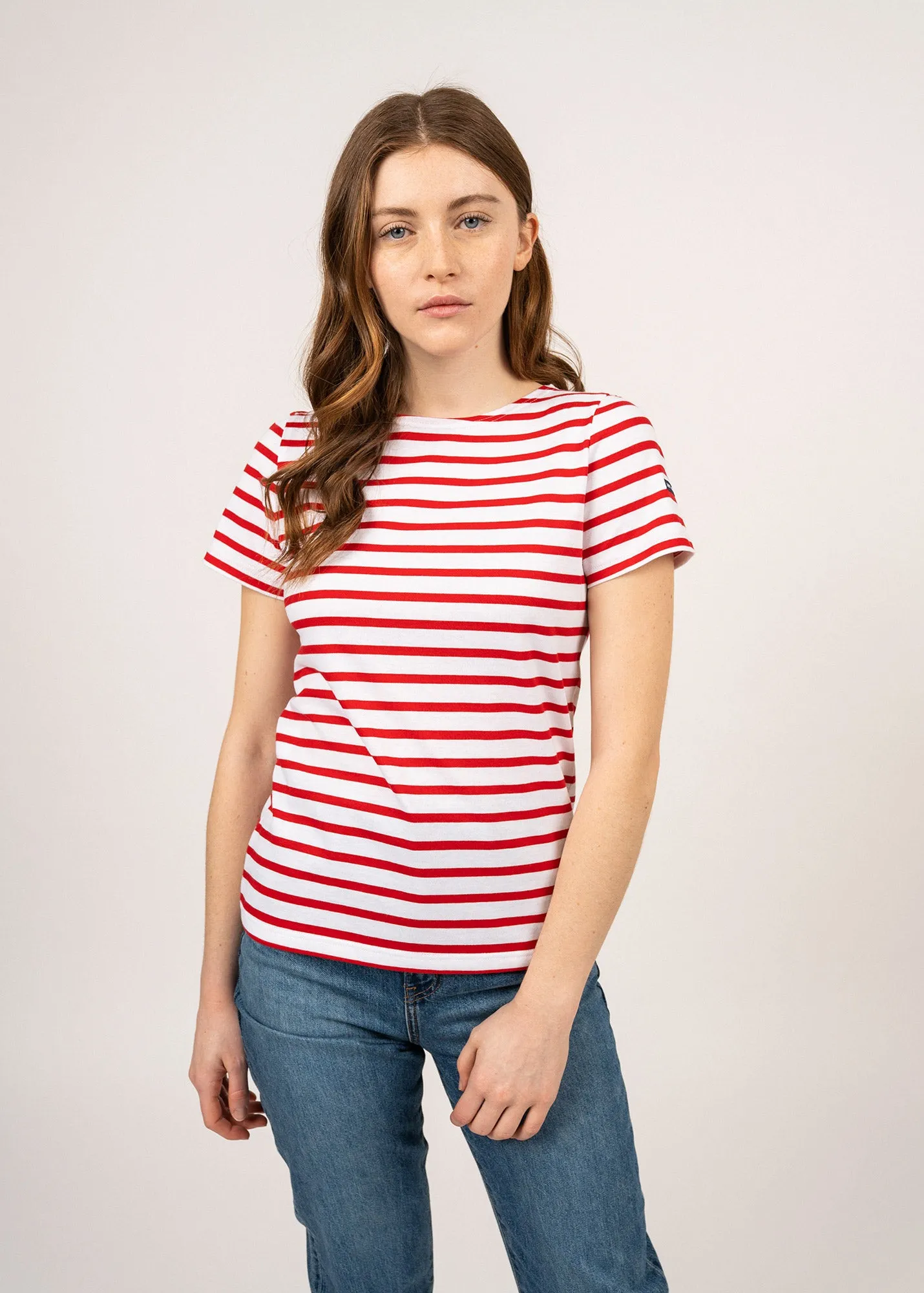 Etrille short sleeve striped sailor shirt - regular fit, in light cotton (NEIGE/TULIPE)