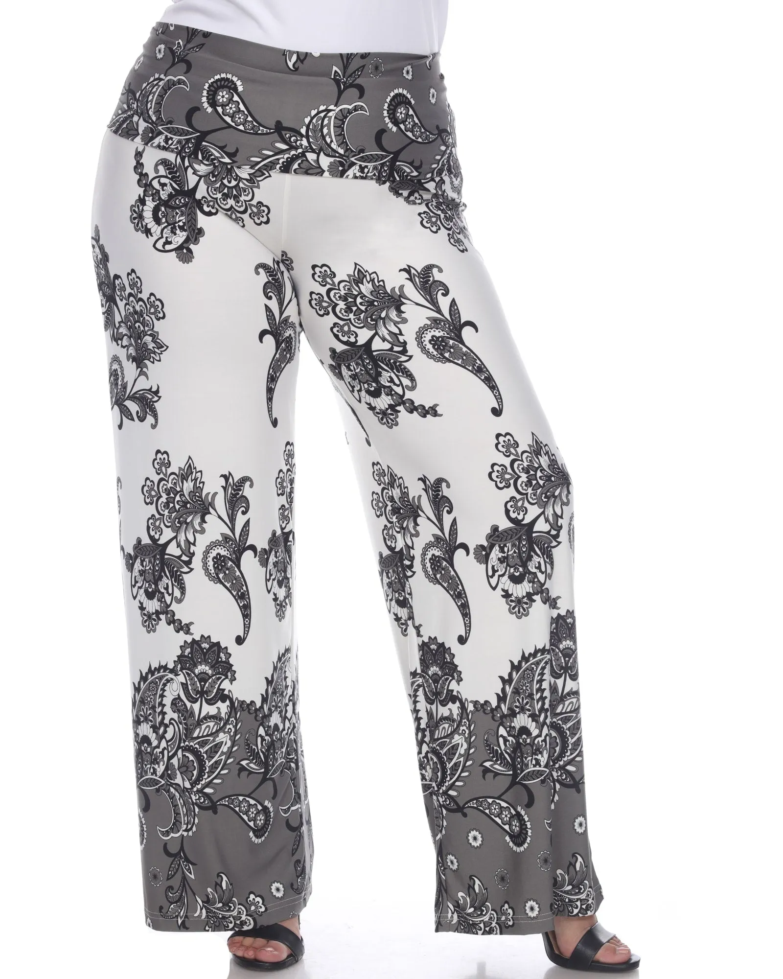 Floral Paisley Printed Palazzo Pants | Beige