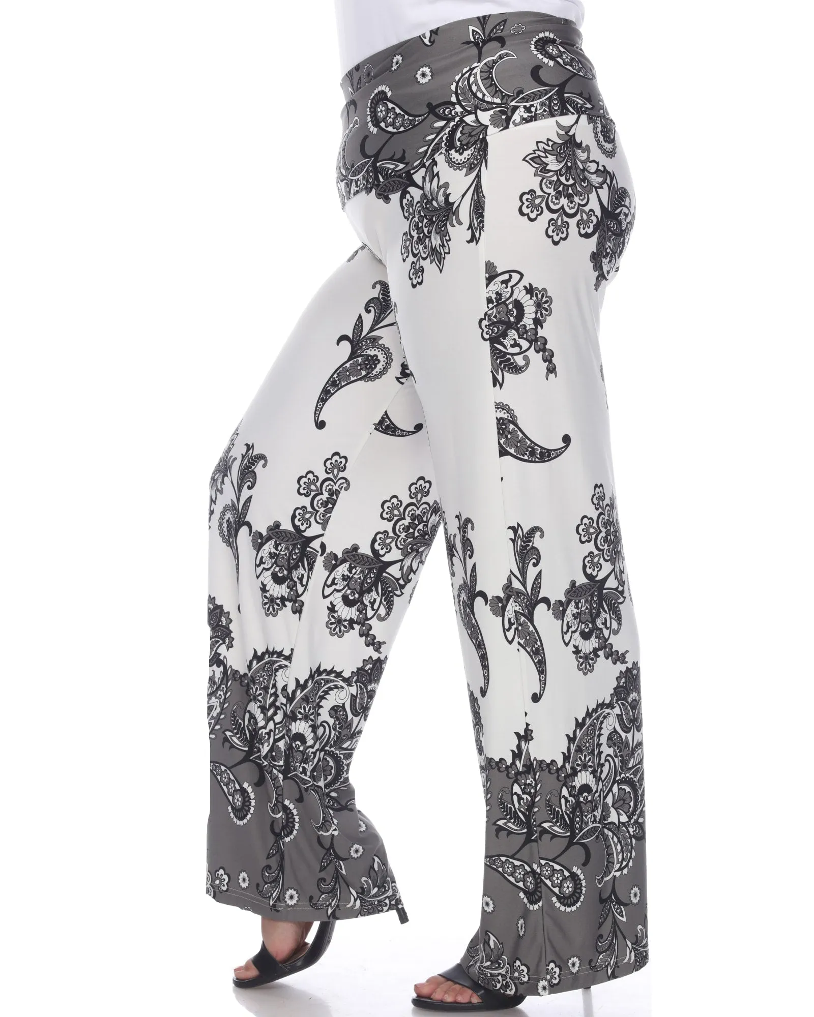 Floral Paisley Printed Palazzo Pants | Beige