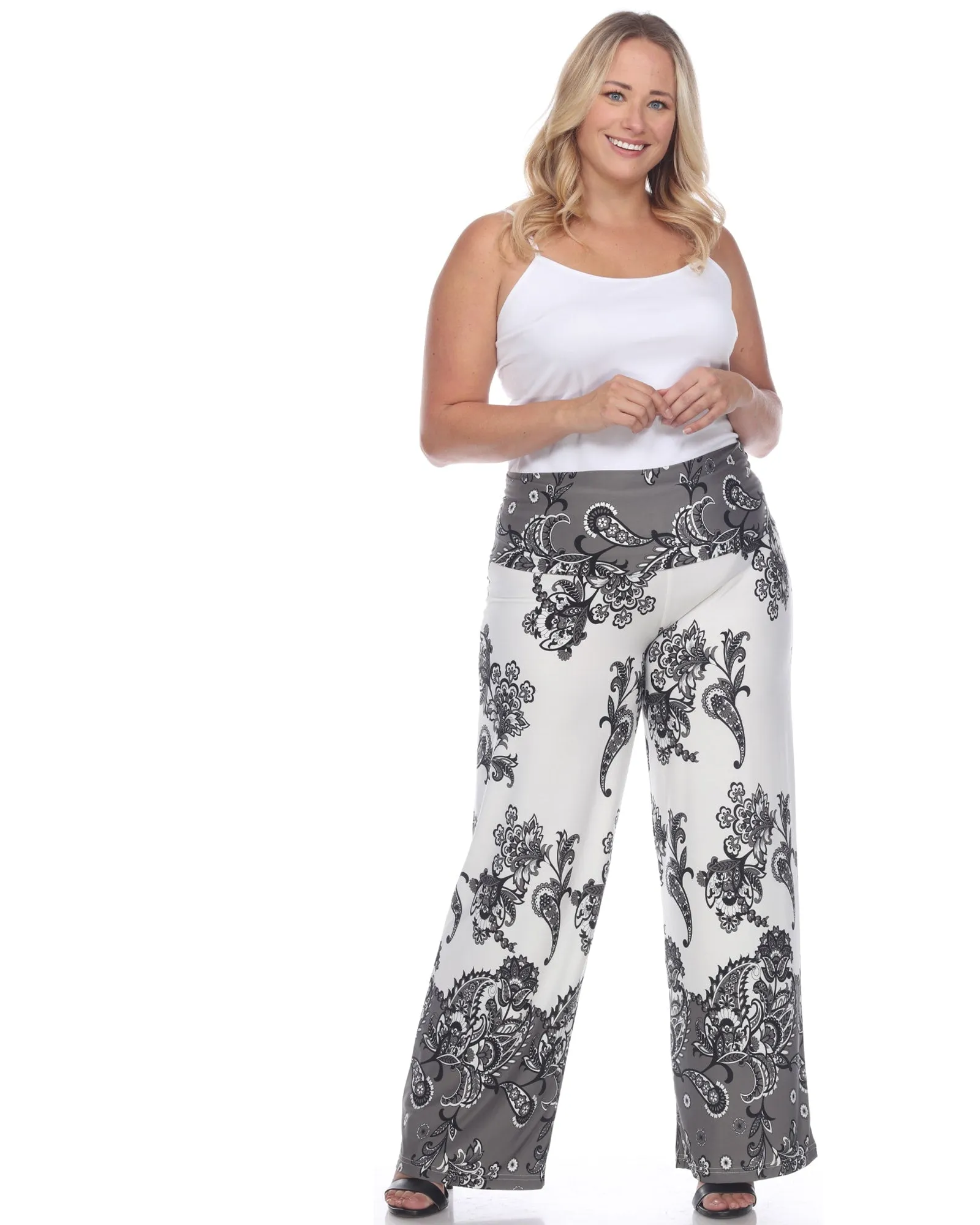 Floral Paisley Printed Palazzo Pants | Beige