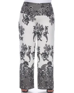 Floral Paisley Printed Palazzo Pants | Beige