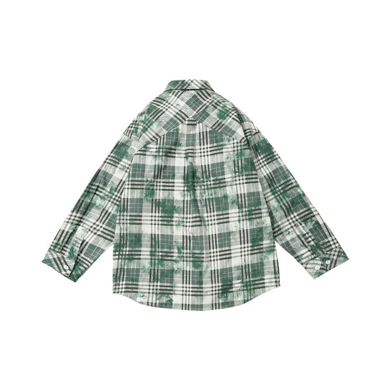 【GENANX2024NEW】Contrasting plaid Kinney silk print towel embroidered sleeved shirt