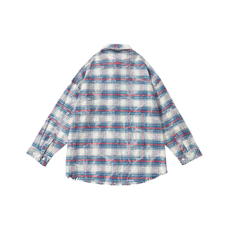 【GENANX2024NEW】Vintage chequered alphabet embroidered cotton woolen shirt