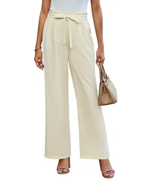 GRAPENT Dress Pants Women High Waisted Wide Leg Work Pants Dressy Casual Trendy Elastic Waist Pleated Belted Trousers