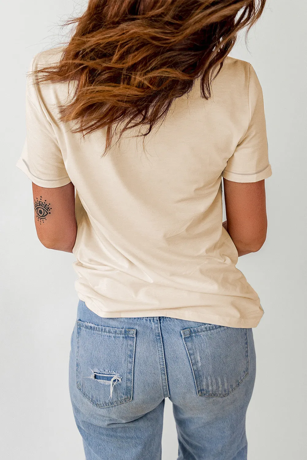 Graphic Cuffed Short Sleeve Crewneck Tee