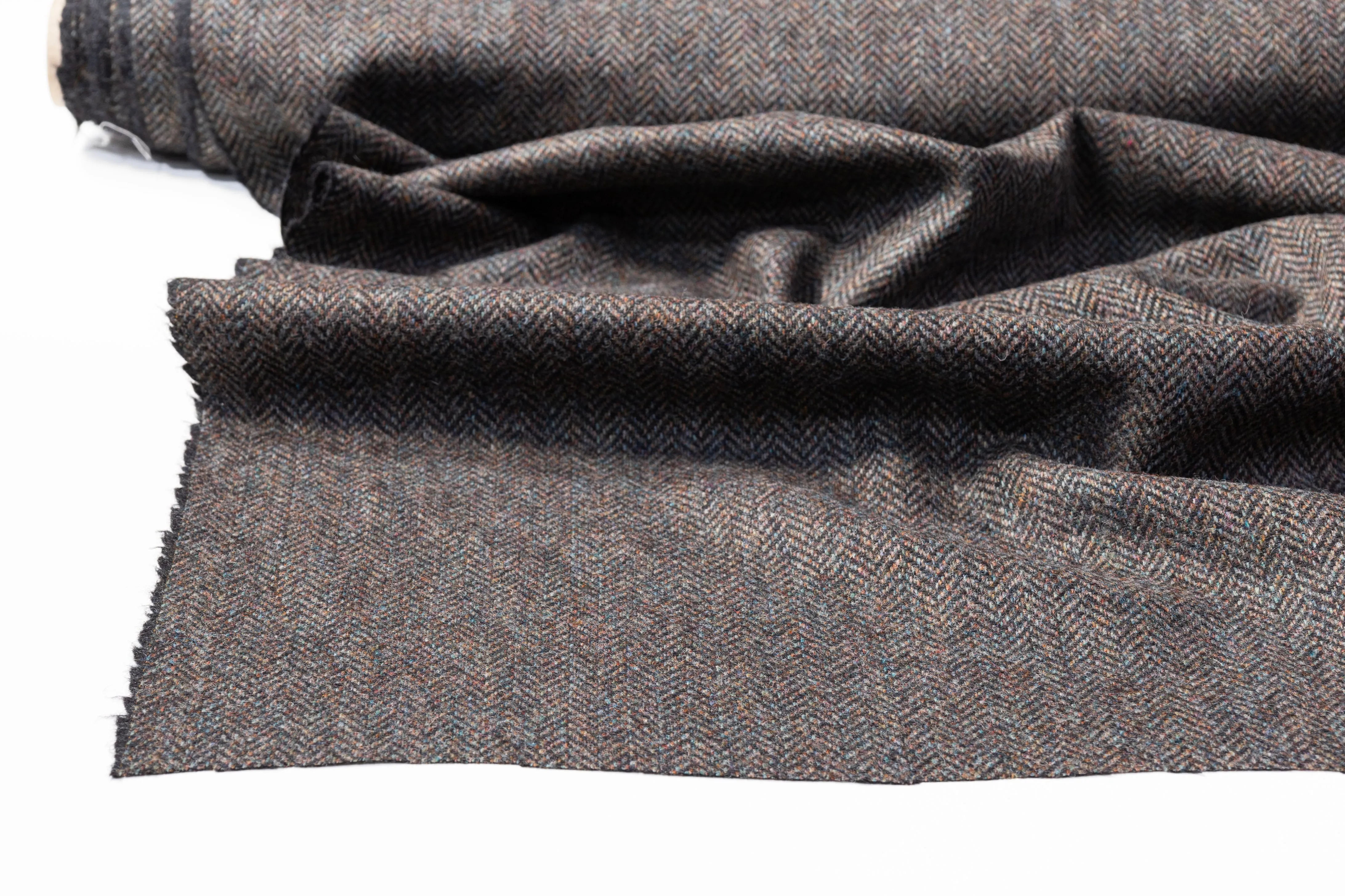 Herringbone Italian Wool Tweed - Charcoal