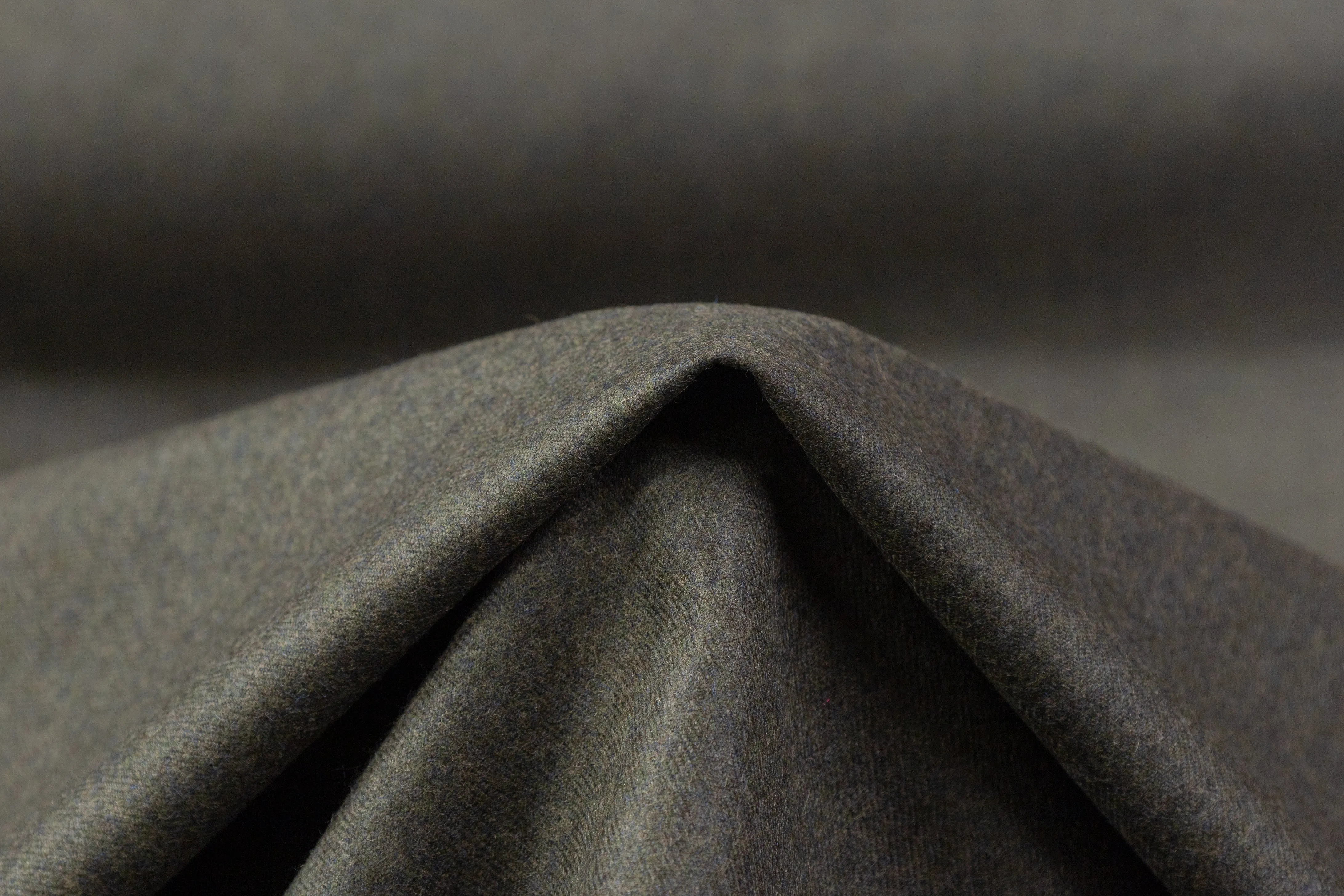 Italian Wool Flannel Suiting - Olive Green