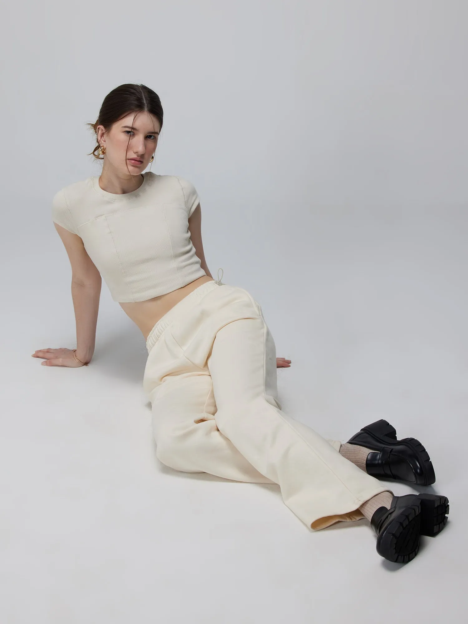 Ivory Relaxed Wide Leg Pants