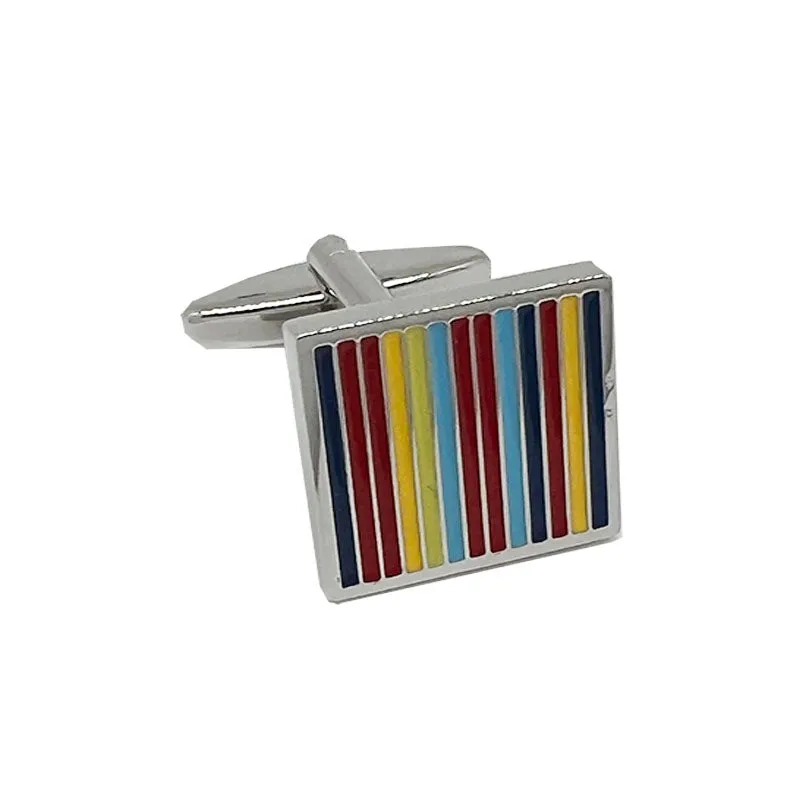 James Adelin Silver Square Striped Cuff Links