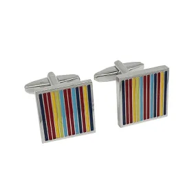 James Adelin Silver Square Striped Cuff Links