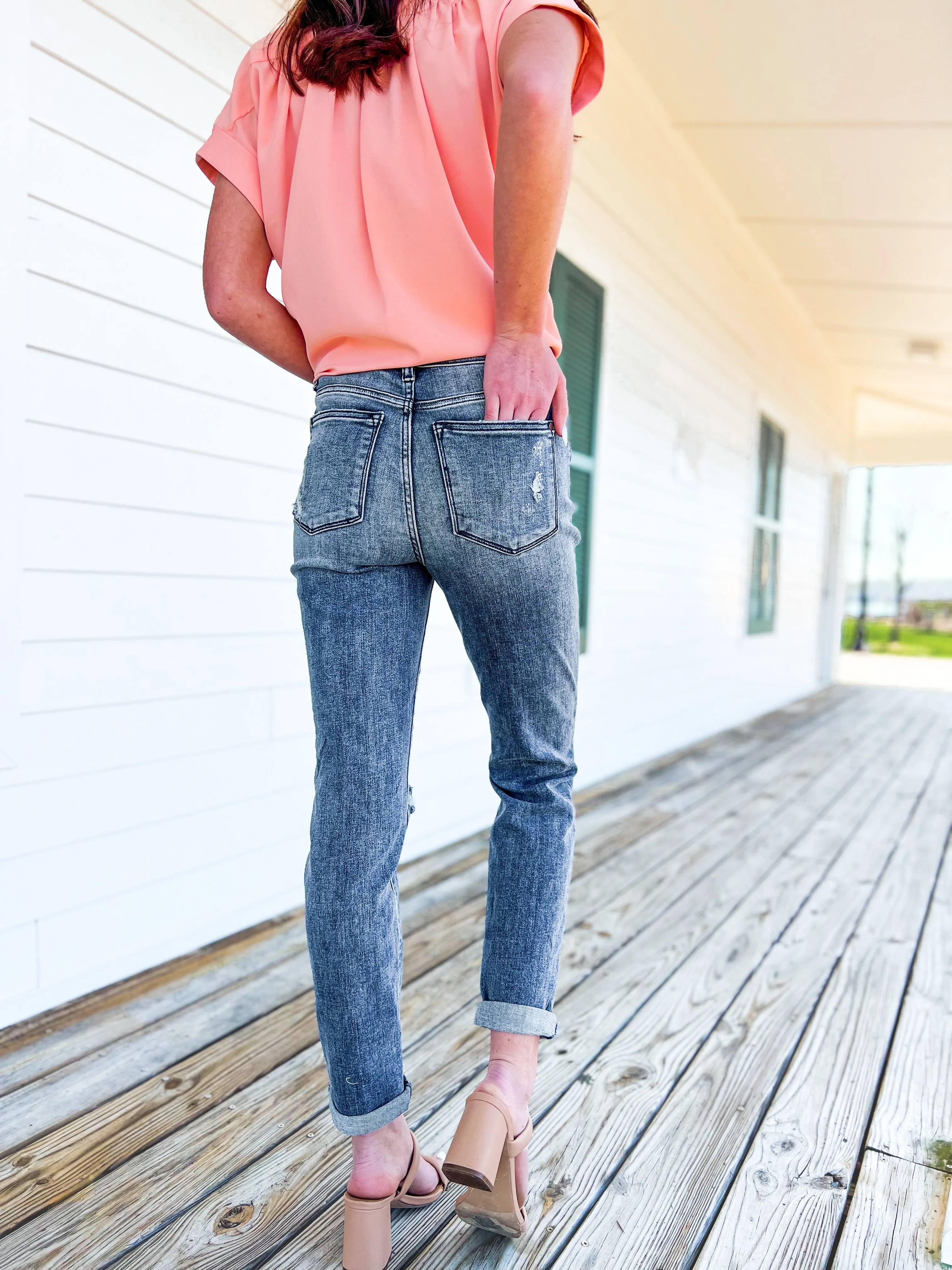 Judy Blue Weekender Dark Wash High Rise Boyfriend Jeans