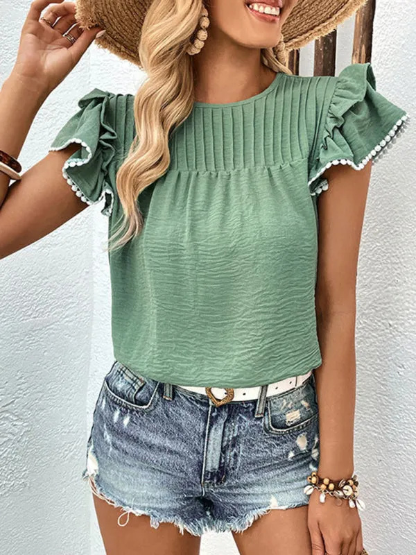 Layered Sleeve Blouse - Textured Summer Top