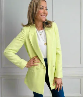 Lime Double Breasted Relaxed Blazer