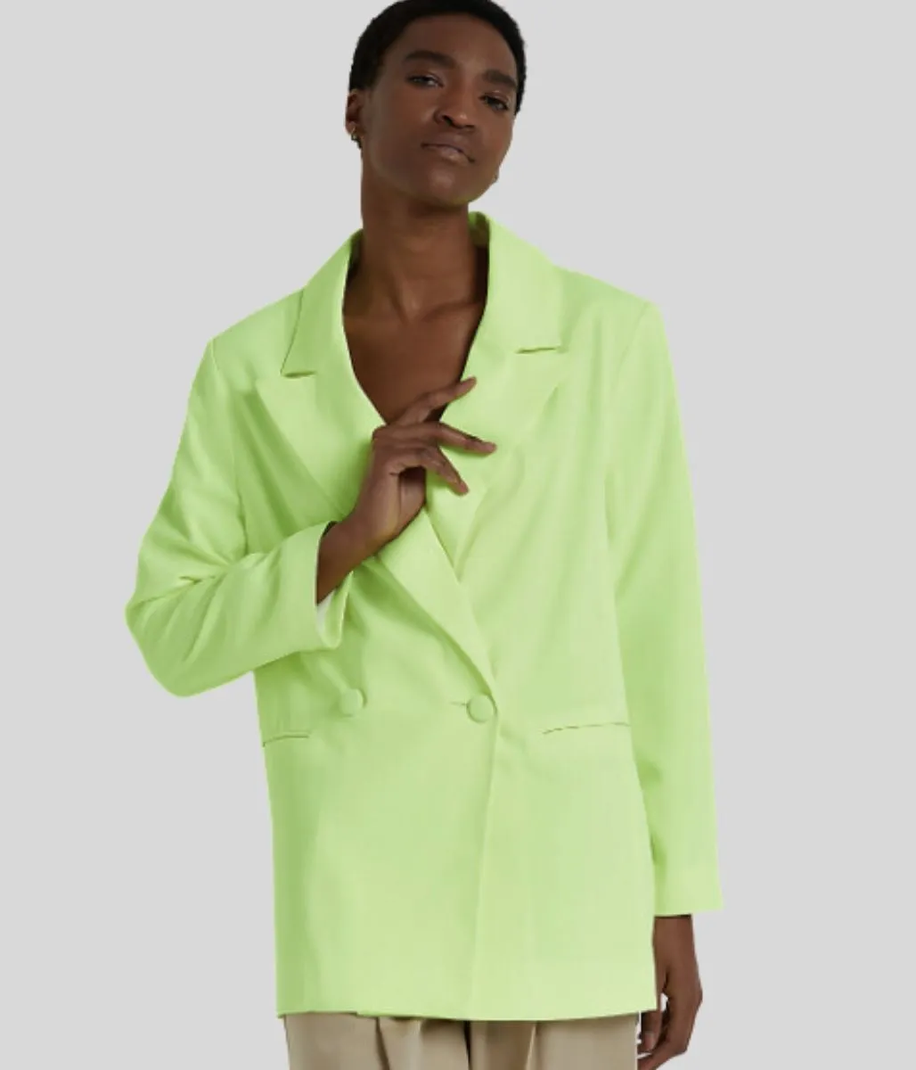 Lime Double Breasted Relaxed Blazer