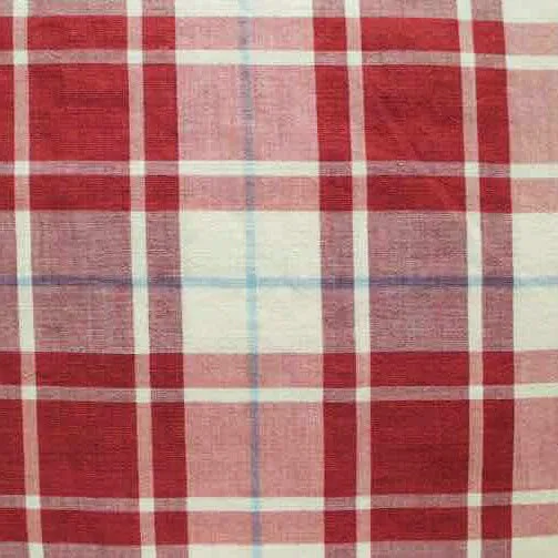 Linnet Cotton and Hemp Plaid - Red / Blue