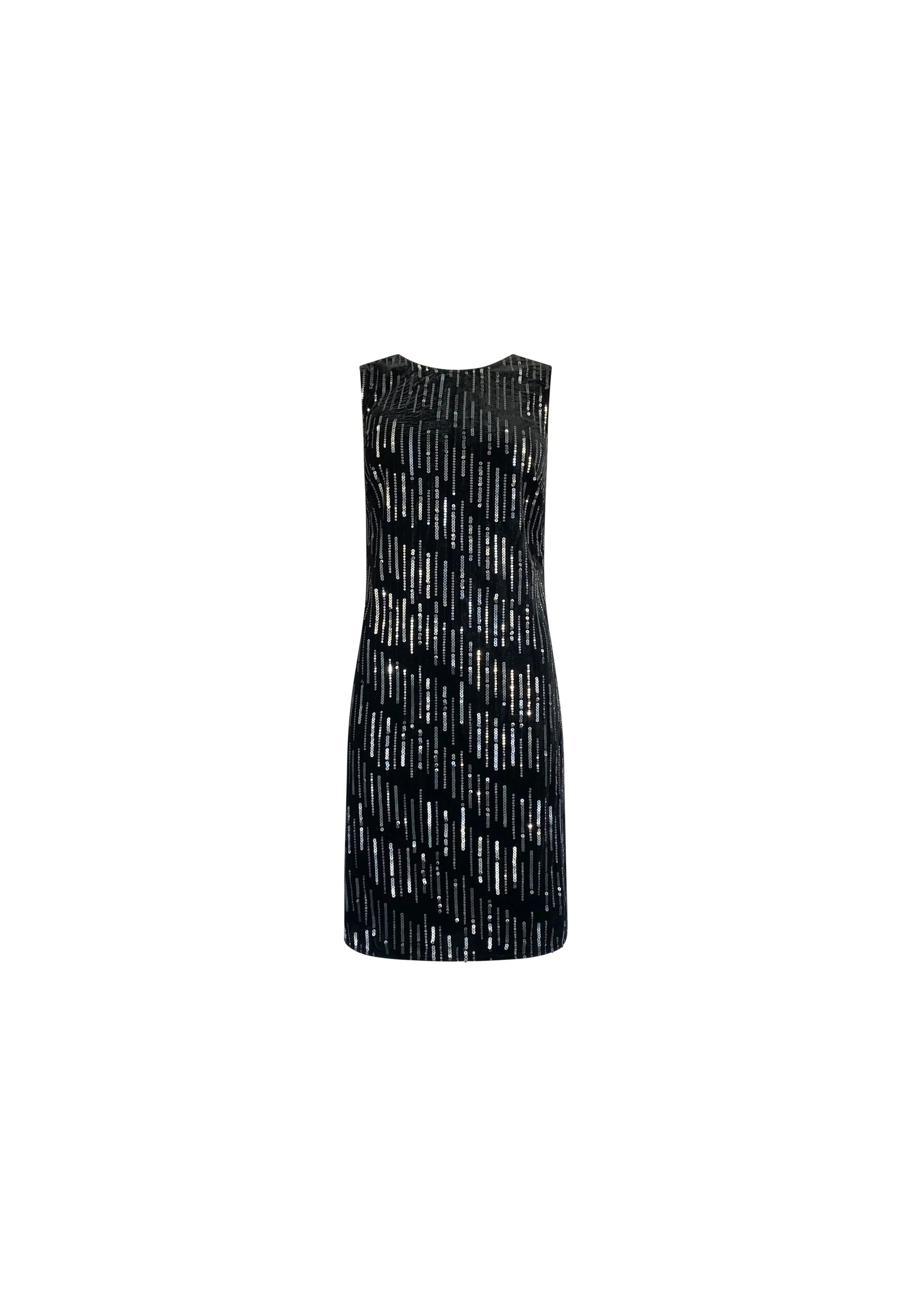 Lucille Black Embellished Velvet Shift Dress