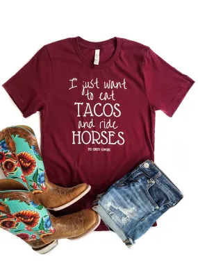 Maroon Eat Tacos & Ride Horses Short Sleeve Graphic Tee