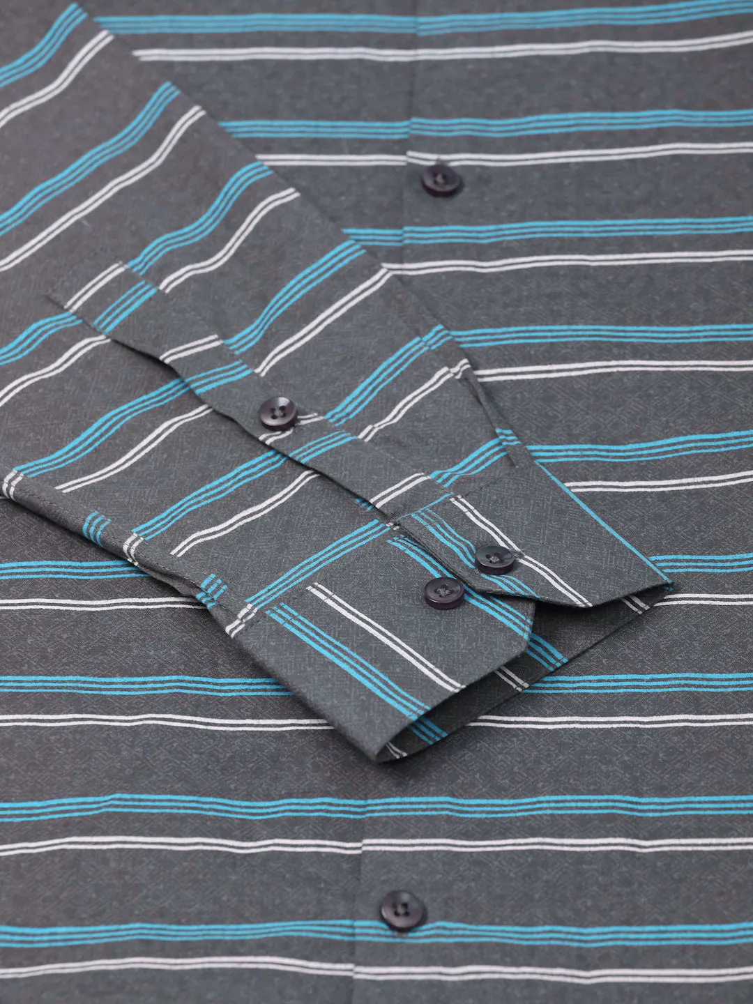 Men's  Cotton Striped Formal Shirts ( SF 820Grey ) - Jainish