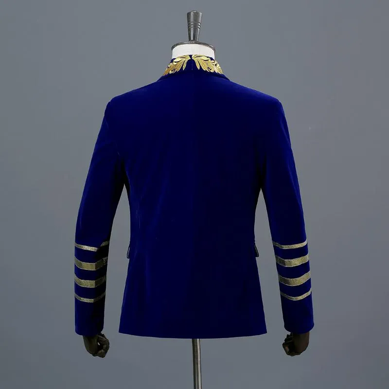 Men's Double Breasted Suede Blazer With Embroidery